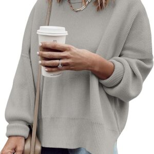Cicy Bell Womens Oversized Tunic Sweaters Fall Slouchy Long Sleeve Pullover Ribbed Knit Side Slit Jumper